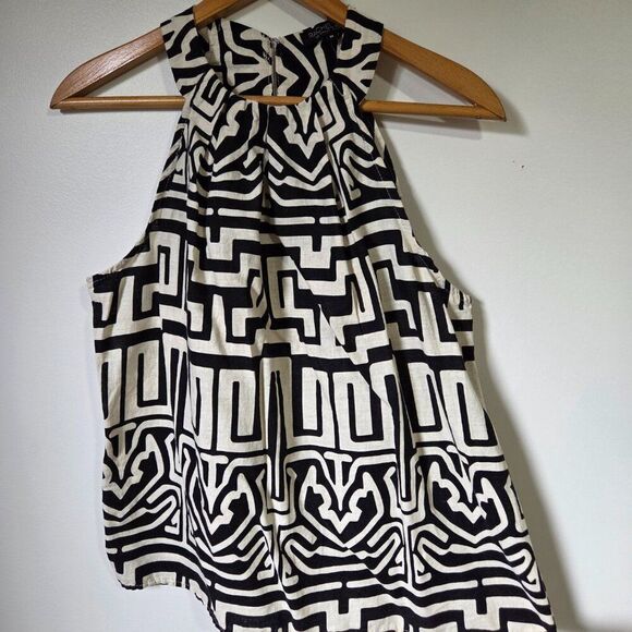 EUC RACHEL ZOE LA NY LINEN BLEND HALTER STYLE GEOMETRIC TANK TOP SIZE M - Picture 1 of 16